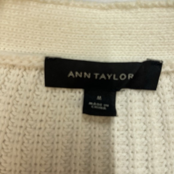 Ann Taylor Medium Cardigan Sweater Cream Purple Ombre Knit Button Front - Picture 2 of 9